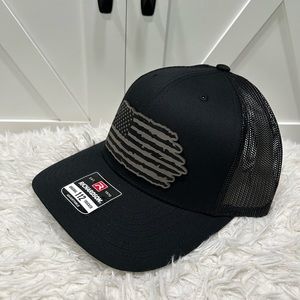 Laser engraved Richardson 112 trucker hat. American flag.